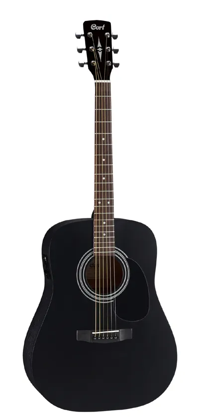 Cort - western gitaar ad810e black satin preamp